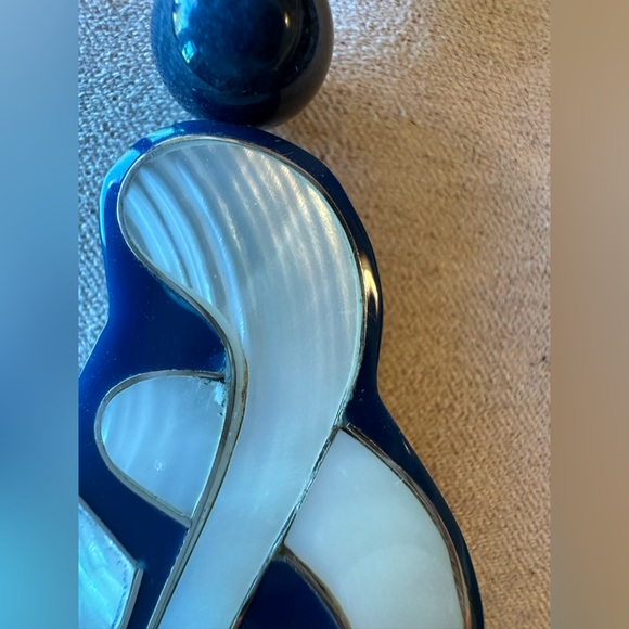 Vintage Bead and Shell inlaid blue and white statement necklace! Stunning! - Picture 4 of 8